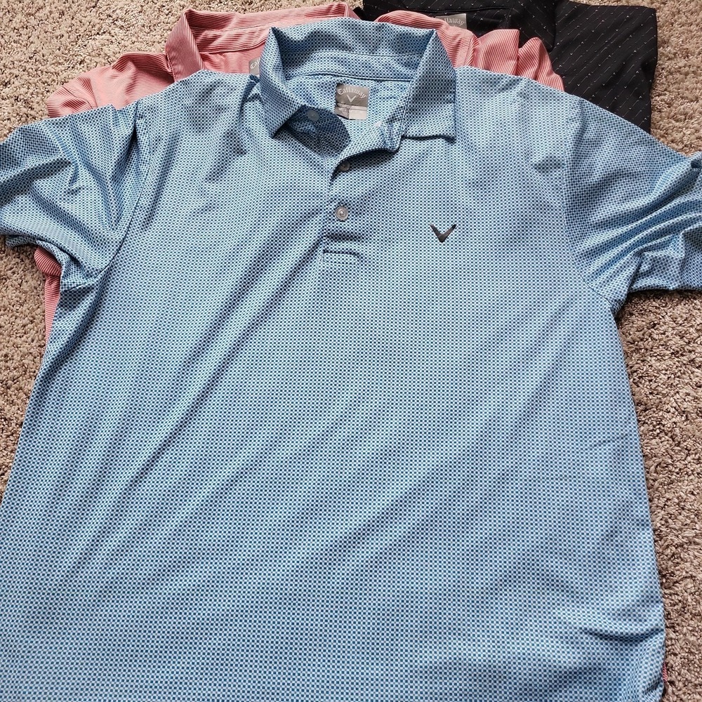 Lot Of 3 Callaway Opti Dri Swing Tech Performance Polos Men's M All Over Print - Picture 7 of 9